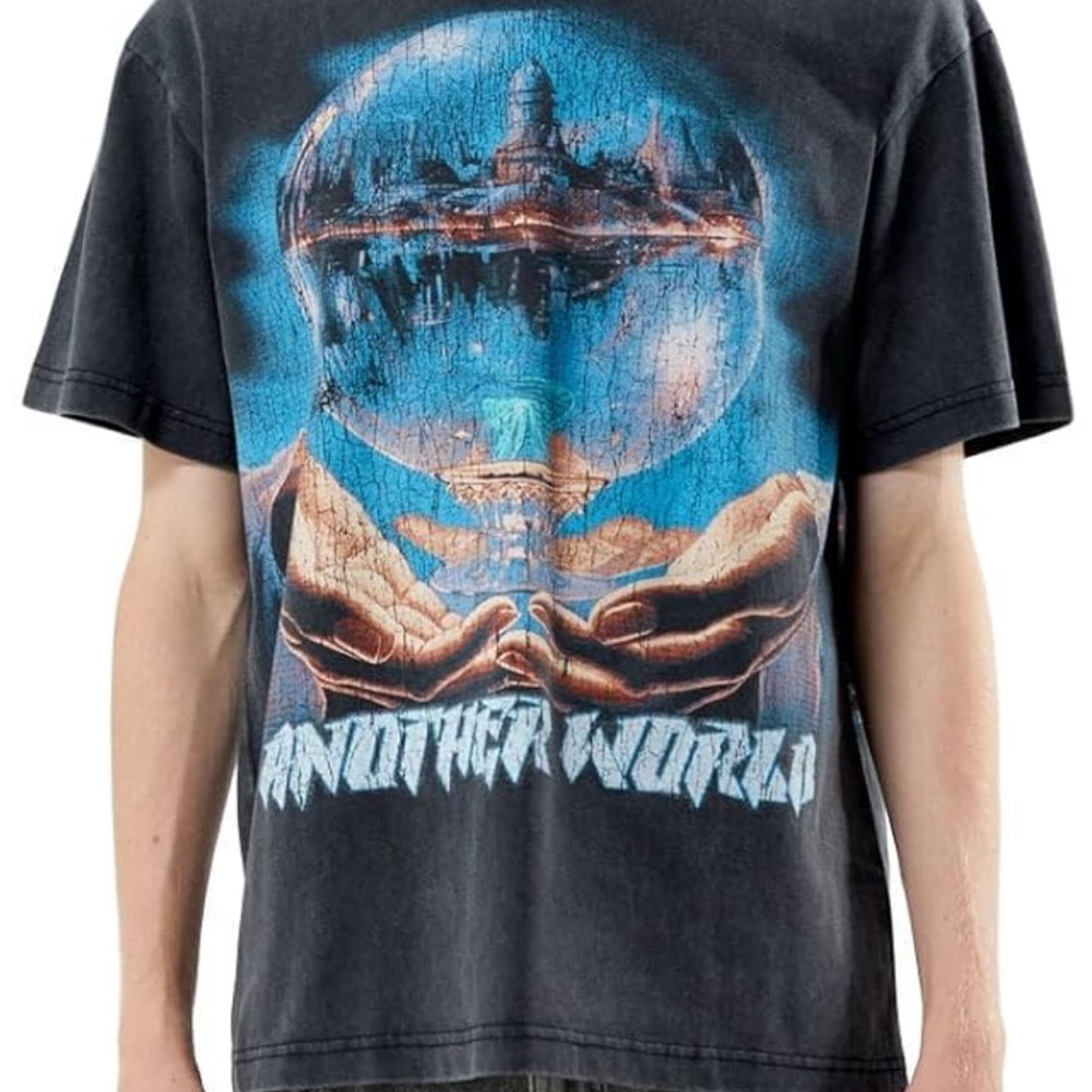 Pacsun Another World Vintage Oversized Graphic Washed Gray Tshirt M